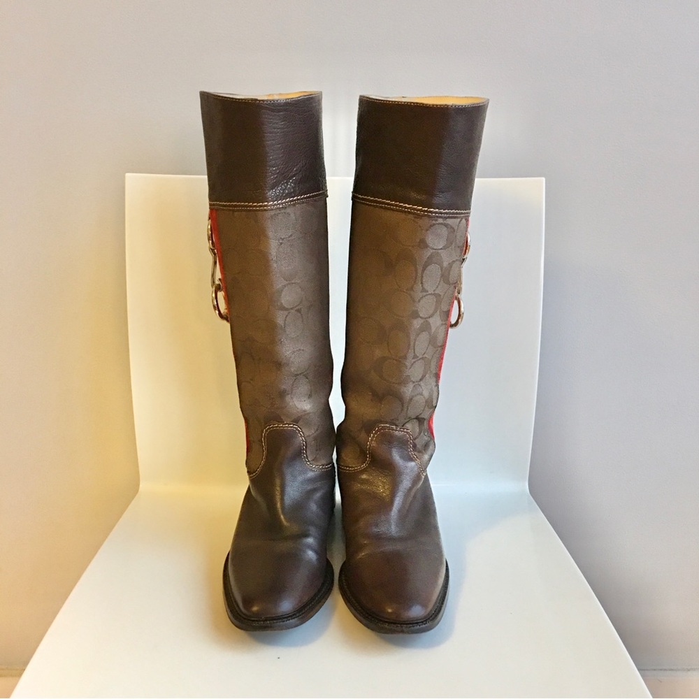 Coach ROCHELLE Pull on Signature Canvas Leather Riding Boots - Picture 4 of 16